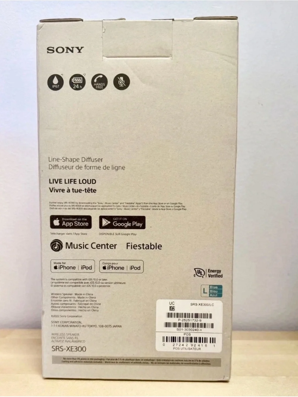 NEW Sony SRS-XE300 X-Series Wireless Portable Bluetooth Speaker - Blue - IP67